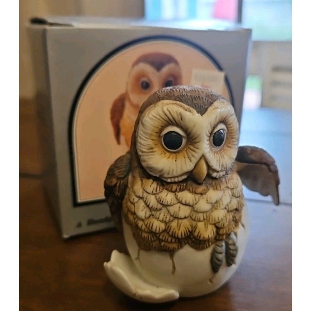 Vintage Andrea by Sadek Owl hatchling, quality porcelain #8618 1990 Japan 3"
